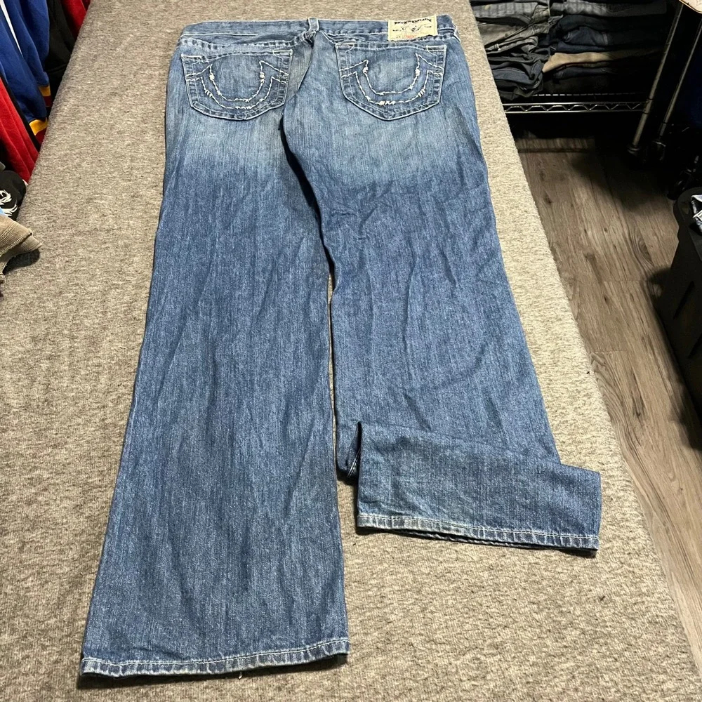 True Religion Section Straight Jeans 38x36 Blue Baggy Flared Made in USA Mens